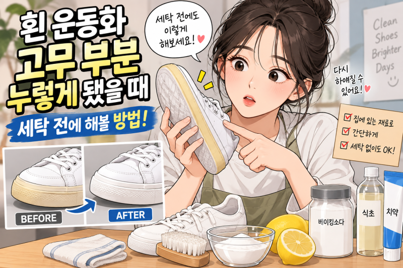 흰 운동화 고무 누렇게 변했을 때 세탁 전 해결법