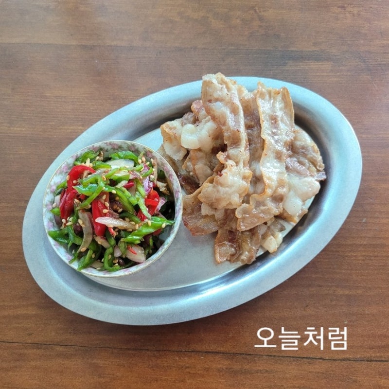 간장 고추채장아찌 레시피 고추채장아찌와 대패삼겹살 구이