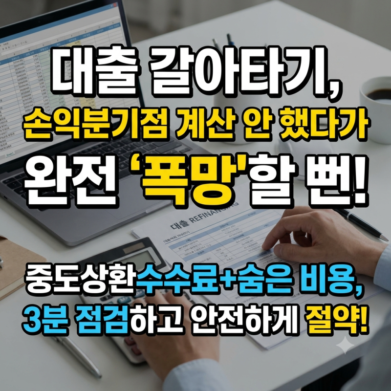 중도상환수수료 계산기 사용법, 갈아타기 손익분기점 구하기