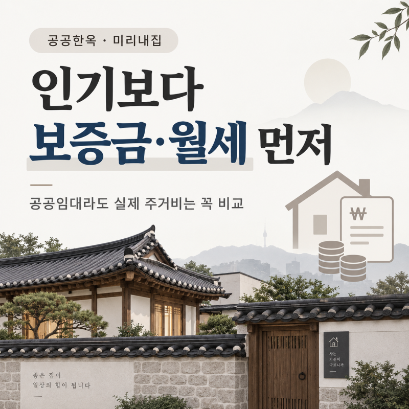 미리내집 공공한옥 인기라는데, 보증금·월세 보니 포기할만하다.