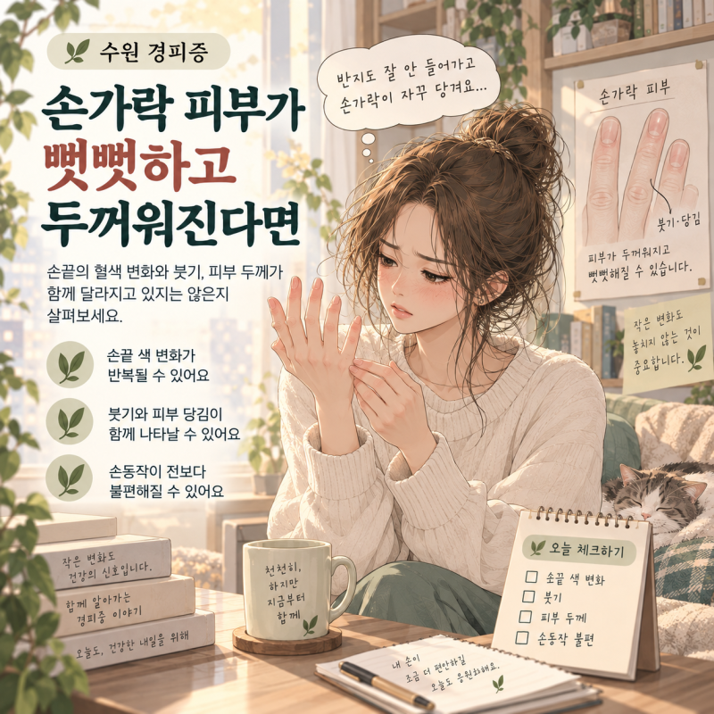 수원 경피증, 손가락 피부가 뻣뻣하고 두꺼워진다면