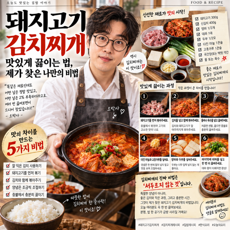 돼지고기 김치찌개 어떻게 끓일까? 깊고 맛있게 만드는 간단한 레시피