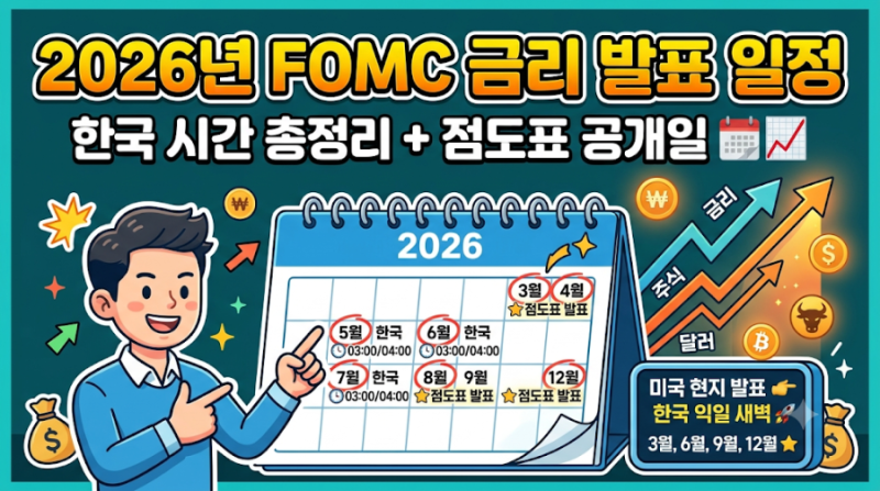 2026년 미국 FOMC 금리 발표 일정 및 한국 시간 총정리 (점도표 발표 회의 포함)