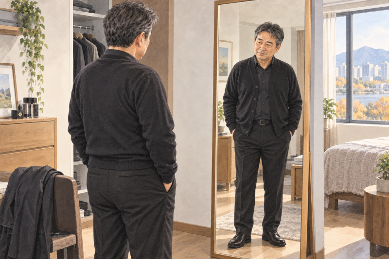 50대 남자 가을 옷 색깔 조합, 검정색만 입지 않아도 깔끔해 보이는 코디