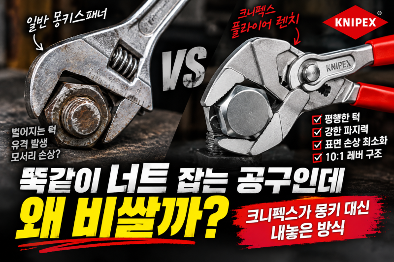 똑같이 너트 잡는 공구인데 왜 비쌀까? 크니펙스가 몽키 대신 내놓은 방식