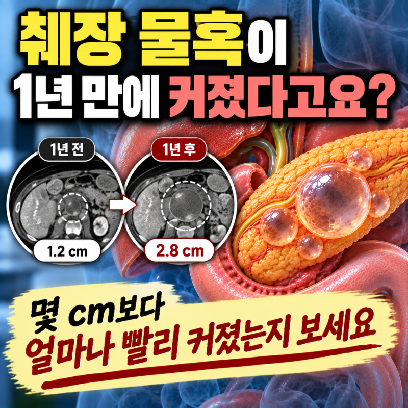 췌장 물혹이 1년 만에 커졌다네요, 바로 위험한 걸까요