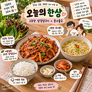 고추장 삼겹살구이 레시피 + 콩나물국｜주말 가성비 집밥 저녁메뉴