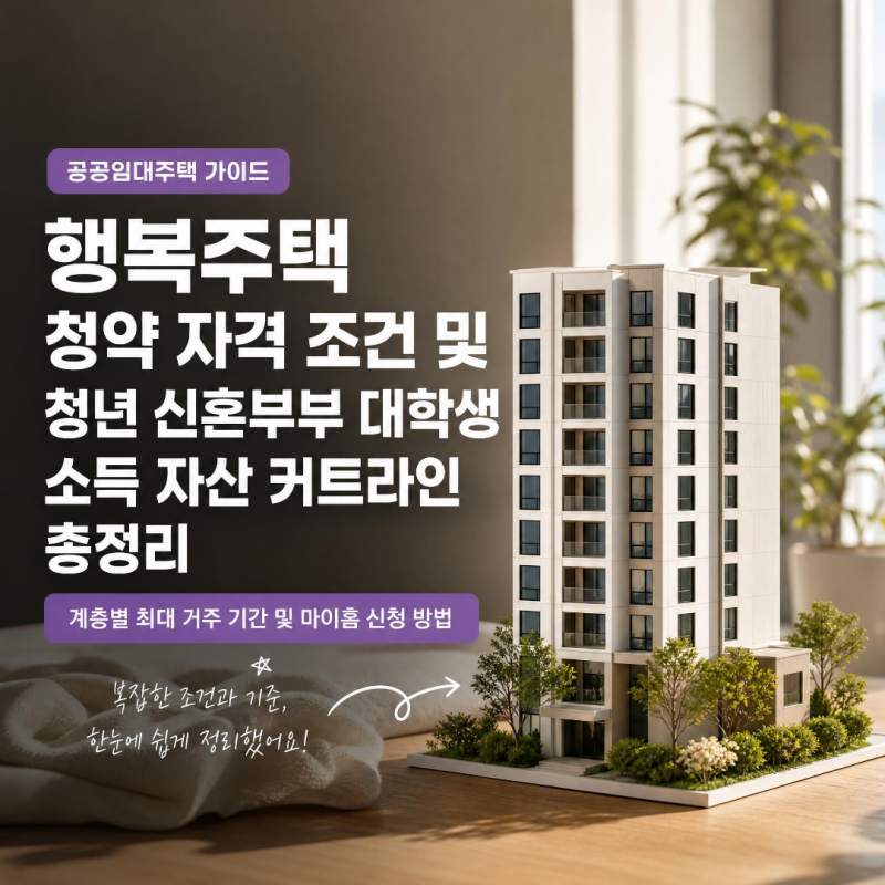 행복주택 청약 자격 조건 총정리! 청년 신혼부부 대학생 소득 자산 기준 및 거주 기간