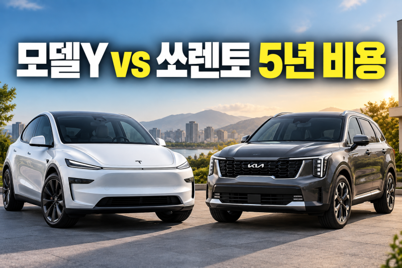모델Y vs 쏘렌토 하이브리드 5년 비용 비교