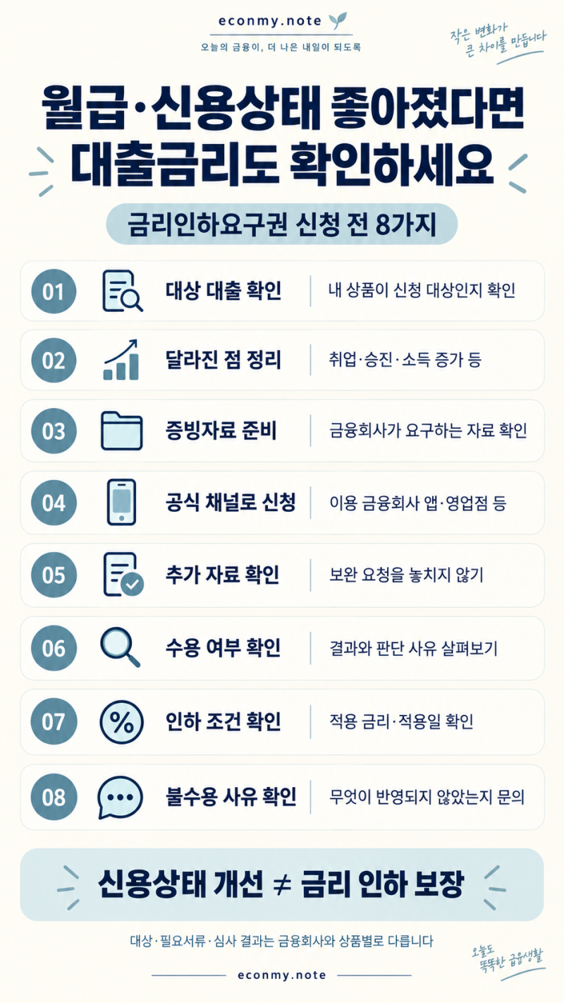 월급이 올랐는데 대출금리는 그대로? 금리인하요구권 신청 전 확인할 것