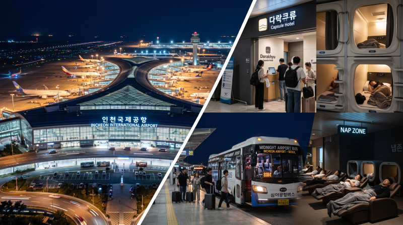인천공항 새벽 비행기 대기 팁: 다락휴 캡슐호텔부터 심야버스, 노숙까지 총정리