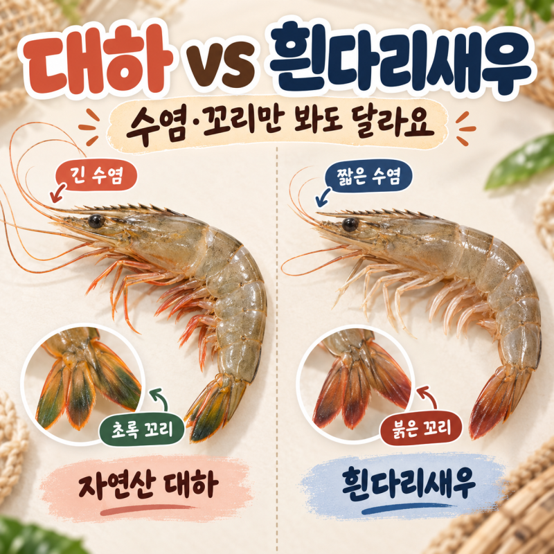 대하 흰다리새우 차이, 왕새우와 헷갈릴 때 구별하는 법