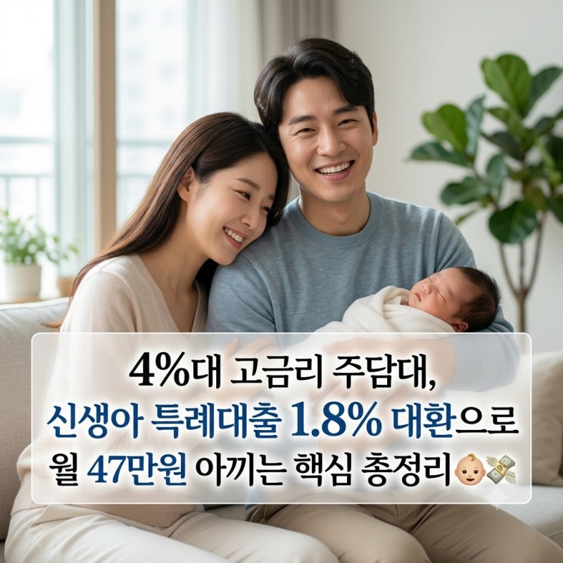4%대 고금리 주담대, 신생아 특례대출 1.8% 대환으로 월 47만원 아끼는 핵심 총정리