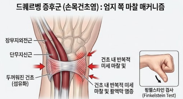 [안산 손목건초염] 짚거나 비틀 때 시큰거리는 손목, 단순 파스로 안 낫는 진짜 이유 (드퀘르....