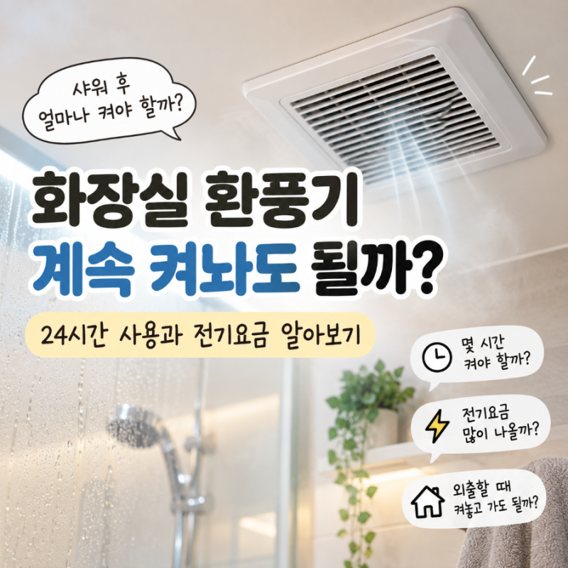 화장실 환풍기 계속 켜놔도 될까? 전기요금보다 먼저 확인할 것