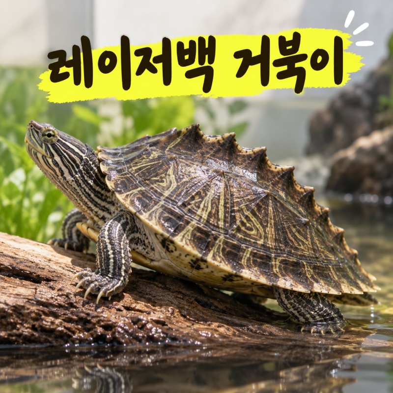 레이저백 거북이, 등에 톱날 같은 게 솟아 있는데 성격은 의외로 순합니다