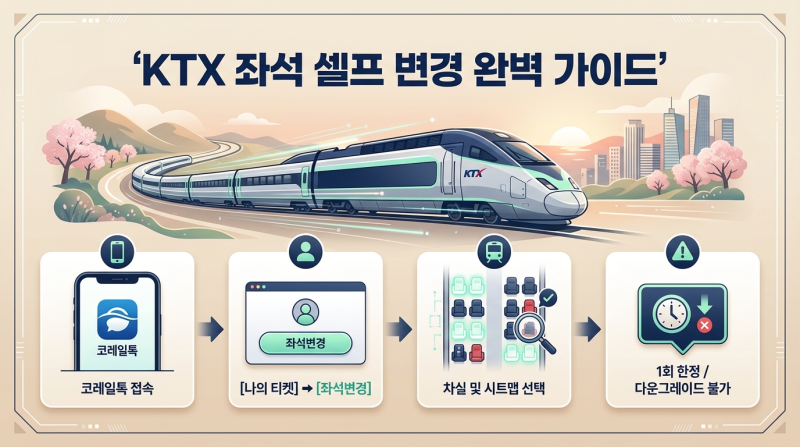 KTX 이동 중에 좌석 바꾸는 법! 코레일톡 셀프 좌석 변경 가이드 (조건·제한사항)