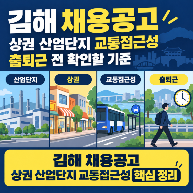 김해 채용공고 구익구직 가능할까? 상권 산업단지 교통접근성 출퇴근 전 확인할 기준