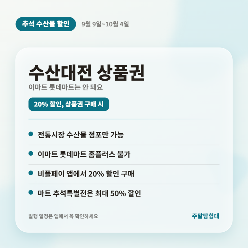 대형마트는 안 돼요, 수산대전 상품권 사용처와 추석특별전 9월 9일부터