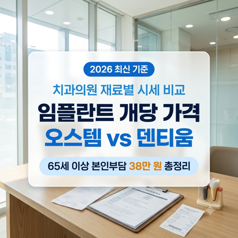 [2026] 임플란트 가격 개당 평균 시세: 오스템·덴티움 비용과 만 65세 건강보험 적용 기준 총정....