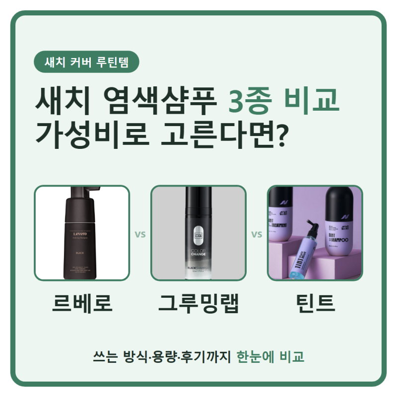 새치 염색샴푸 3종 비교, 르베로·그루밍랩·틴트 고르는 기준