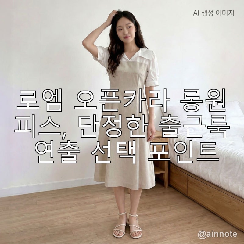 로엠 오픈카라 롱원피스, 단정한 출근룩 연출 선택 포인트