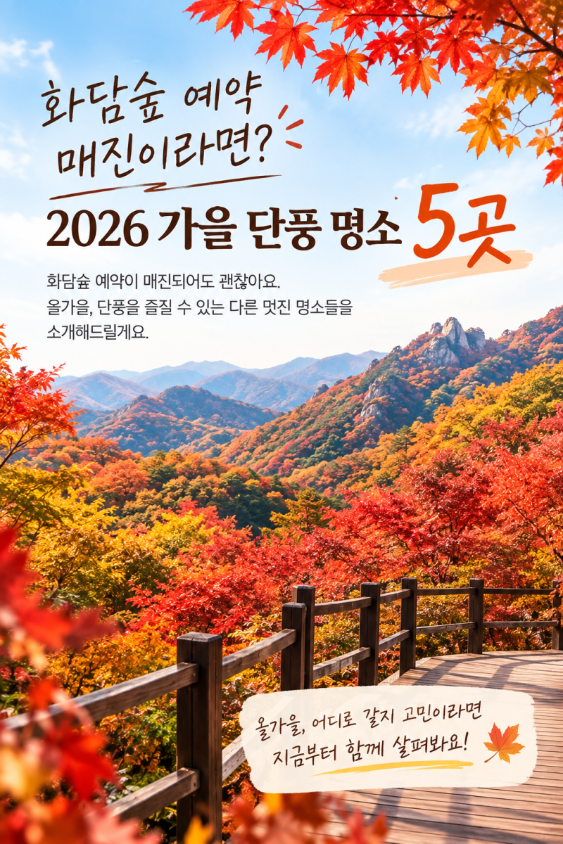 화담숲 예약 매진이라면? 2026 가을 단풍 명소 5곳