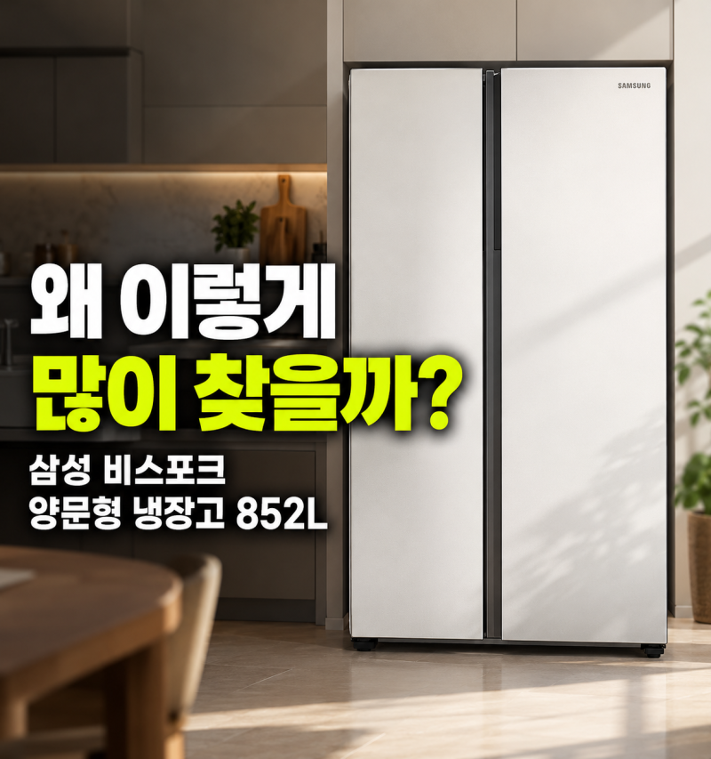 삼성 비스포크 양문형 냉장고 852L 후기, RS84DB5002CW 코타화이트 가격·크기 총정리