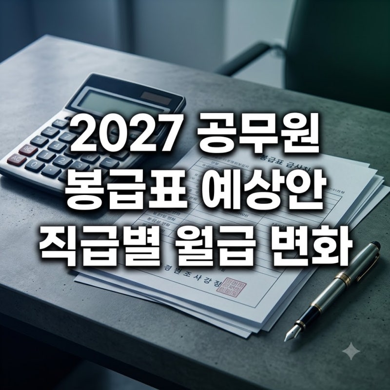 2027 공무원 봉급표 예상안 3.9% 인상 시 직급별 월급 변화