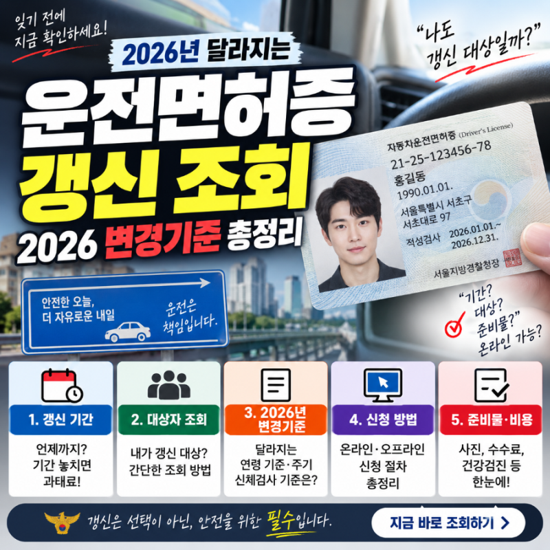 운전면허증 갱신 조회 2026 변경기준 총정리