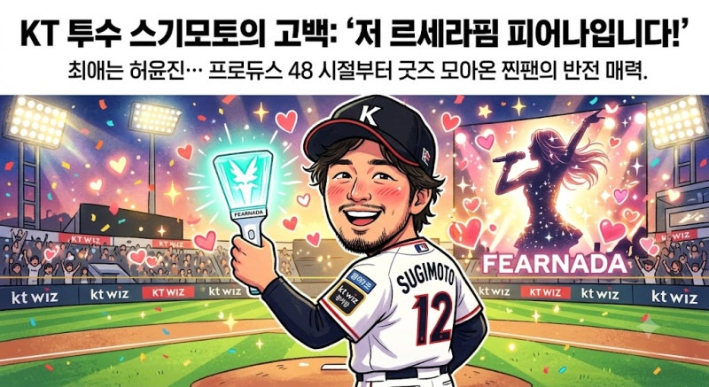 What's the Real Reason KT Wiz Pitcher Sugimoto Confessed to Being a 'True Fan' of LE SSERAFIM Huh Yunjin?