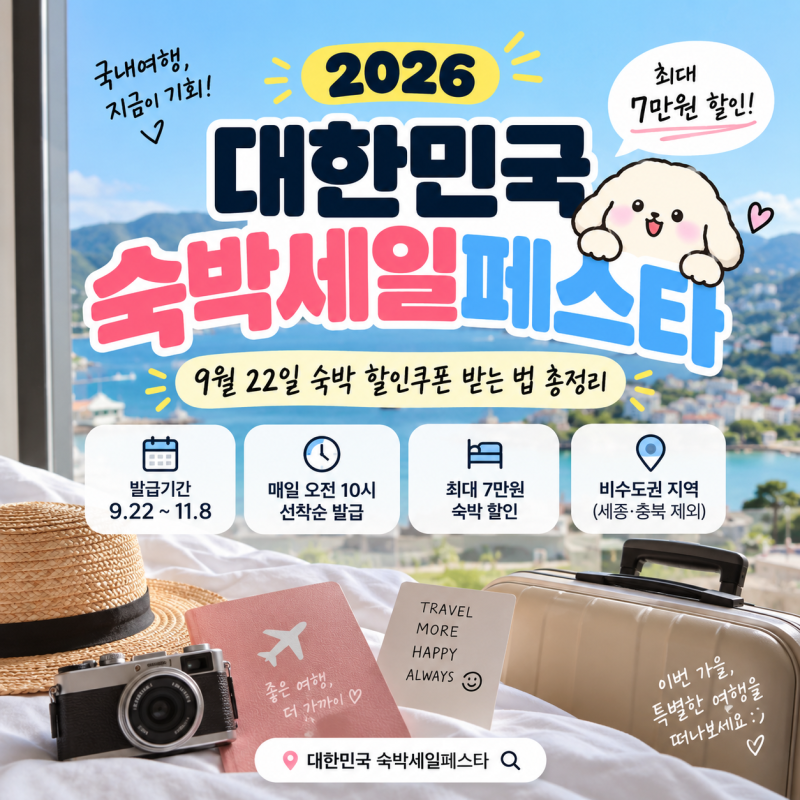 2026 숙박세일페스타 가을편｜최대 7만원 할인! 발급일·사용방법 총정리