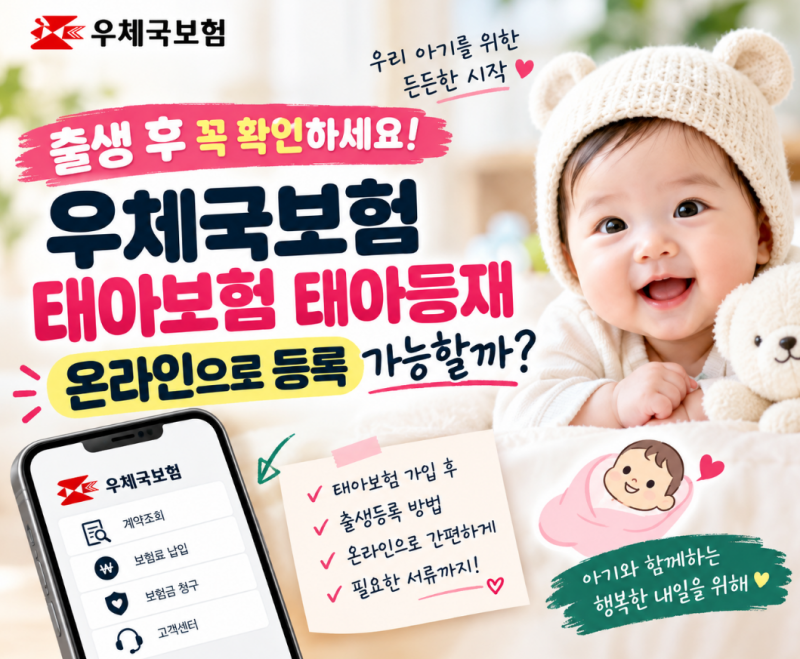 우체국보험 태아보험 태아등재 온라인으로 등록, 출생 후 이것부터 확인했어요