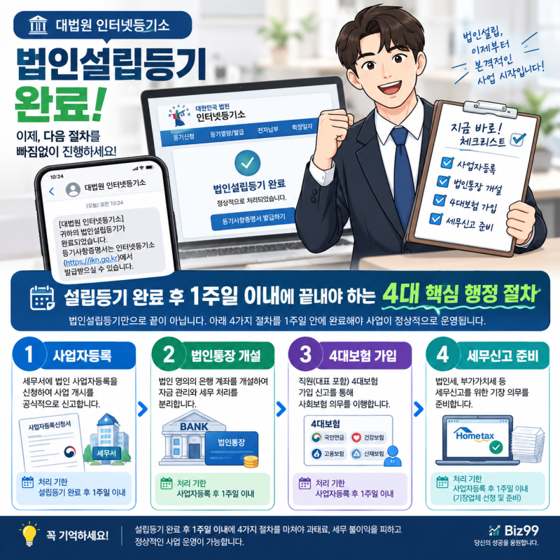 법인 설립등기 완료 후 첫 주 인감카드 발급 및 4대보험 신고 실무