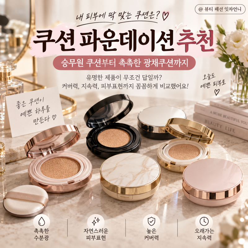 쿠션 파운데이션 추천 승무원 쿠션부터 촉촉한 광채쿠션까지 비교