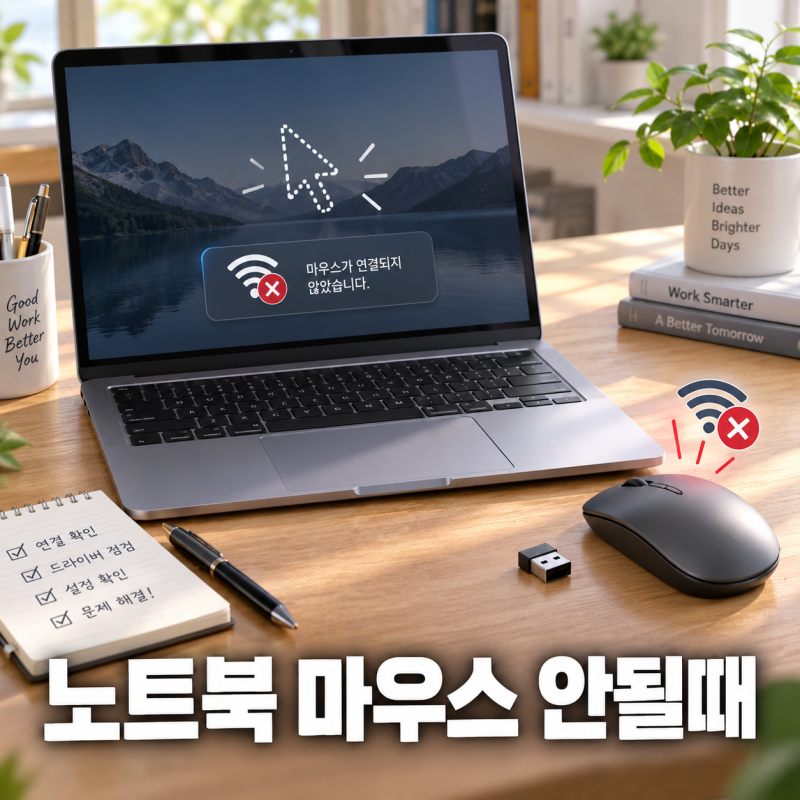 노트북 마우스 안될때, 커서 사라짐과 연결 안됨 해결 방법