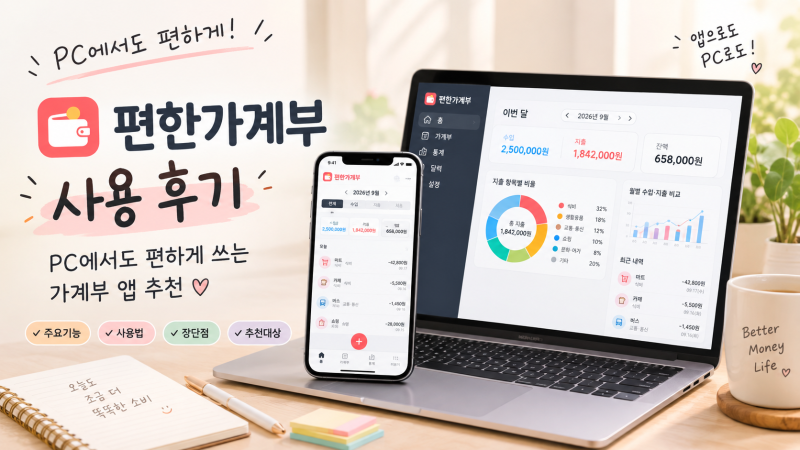 편한가계부 사용 후기｜PC에서도 편하게 쓰는 가계부 앱 추천