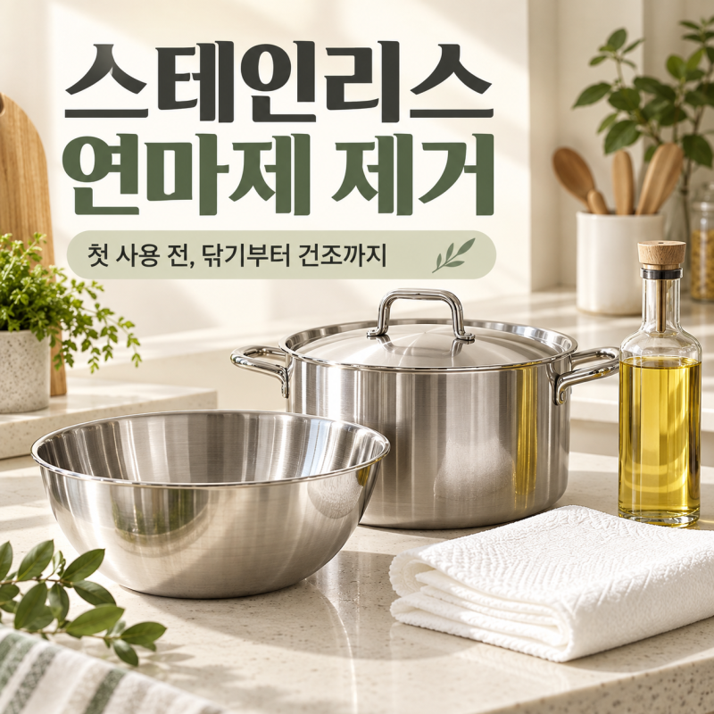 스테인리스 연마제 제거 방법 식용유와 식초를 활용한 스텐 식기 세척법