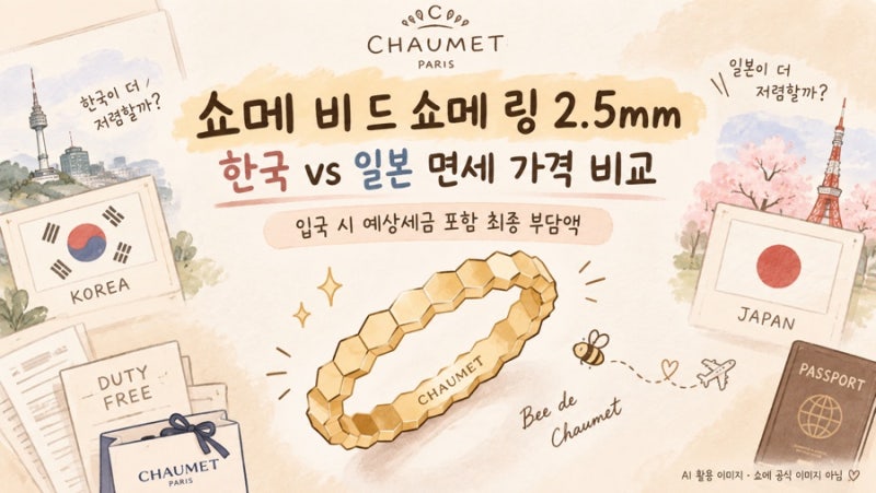 비 드 쇼메 링 2.5mm 한국 vs 일본 면세 가격 비교｜한국 입국 시 예상세금 포함 최종 부담액