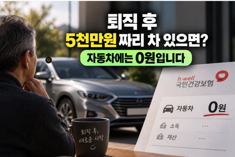 퇴직 후 5천만원짜리 차 있으면 건보료 얼마? 자동차에는 0원입니다