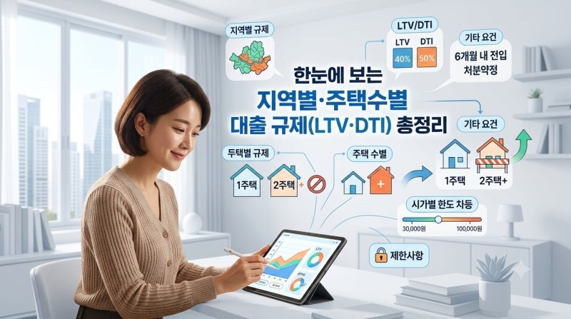 한눈에 보는 지역별·주택수별 대출 규제(LTV·DTI) 총정리