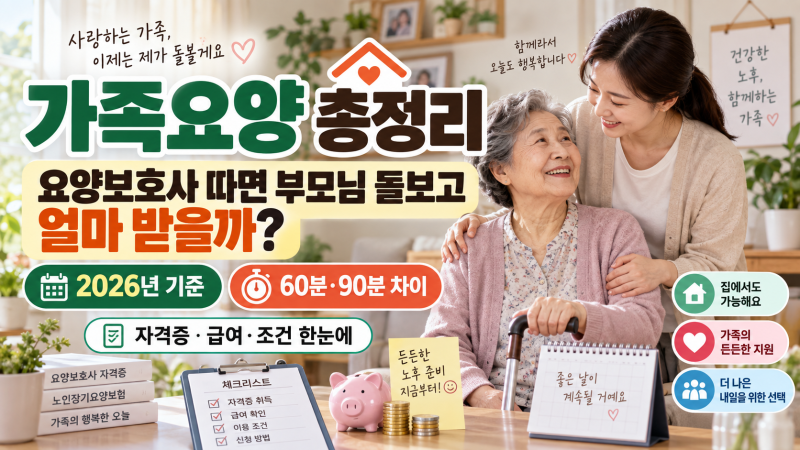 부모님 직접 돌보면 돈 나온다? 2026 가족요양보호사 급여·자격증 따는 법 총정리