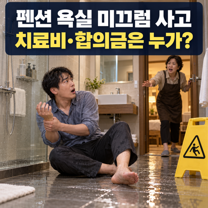 펜션 욕실에서 미끄러진 손님, 치료비와 합의금은 누가 부담할까?(시설소유·관리자배상책임....
