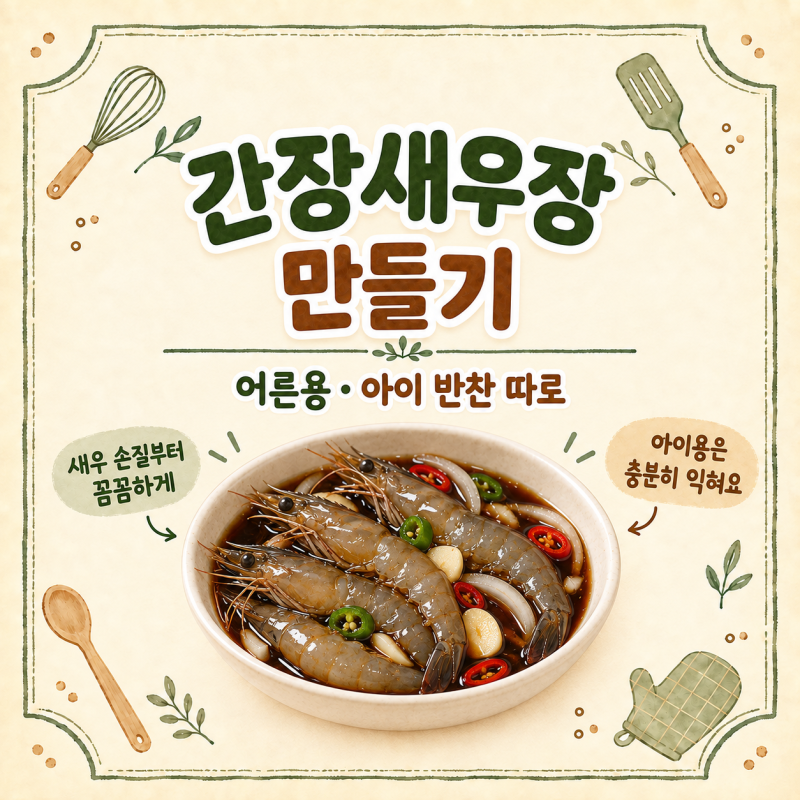 간장새우장 만드는법, 비린내 줄이는 손질과 아이용 익힌 새우반찬