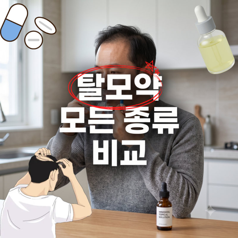 탈모약 모든 종류 비교 차이점 ㅣ 피나스테리드 · 두타스테리드 · 미녹시딜 뭐가 다를까?