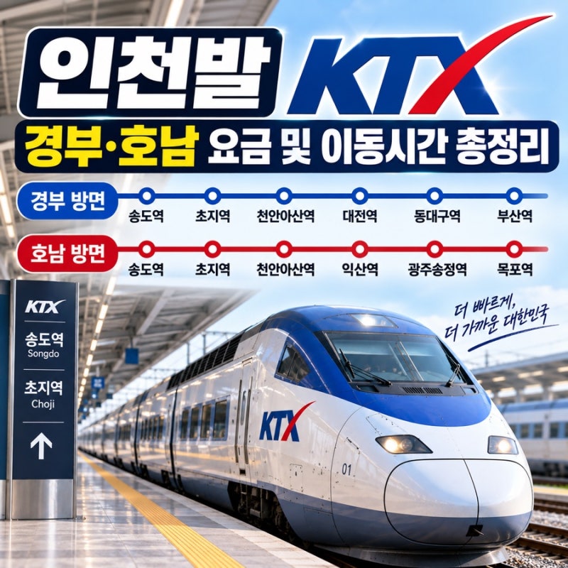 인천발 KTX 노선 소요시간 요금 총정리