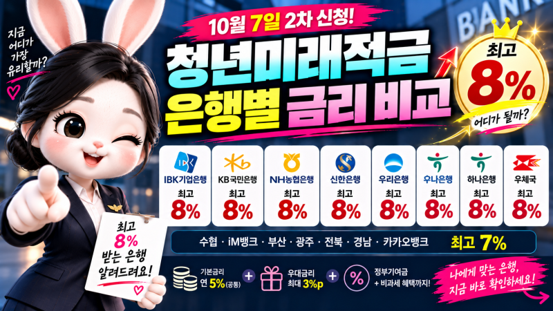 청년미래적금 은행별 금리 비교｜8% 은행·우대금리 조건 총정리