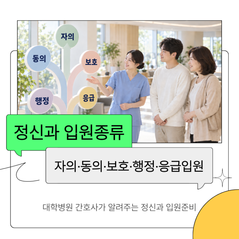 [정신과 입원] 2회기 정신과 입원 종류 | 대학병원 간호사가 알려주는 자의·동의·보호·행정....