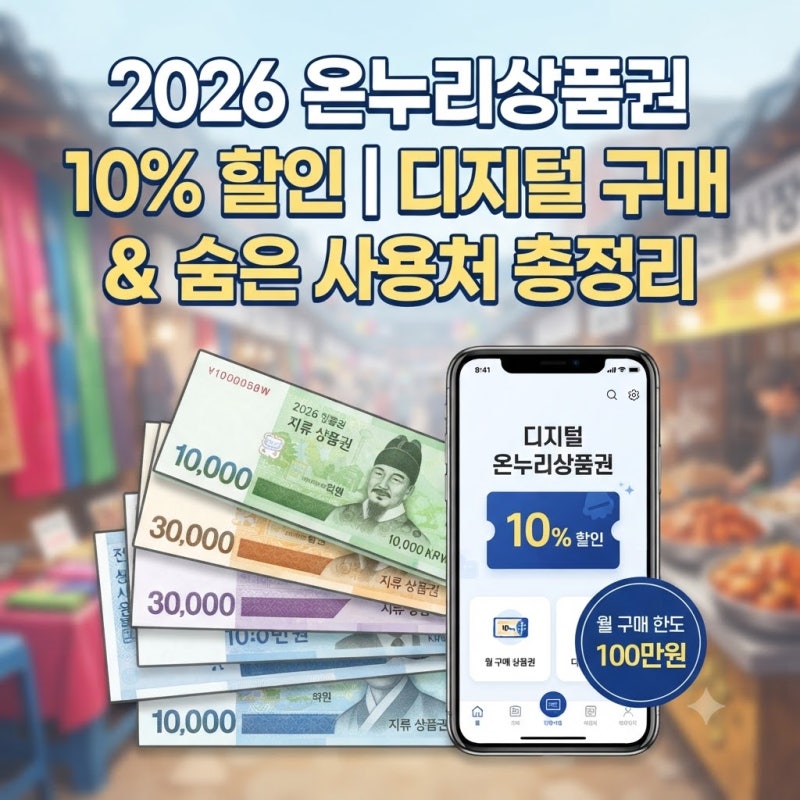 2026 온누리상품권 총정리 | 디지털 10% 할인부터 사용처·환급행사·가맹점 변경 기준까지 완....