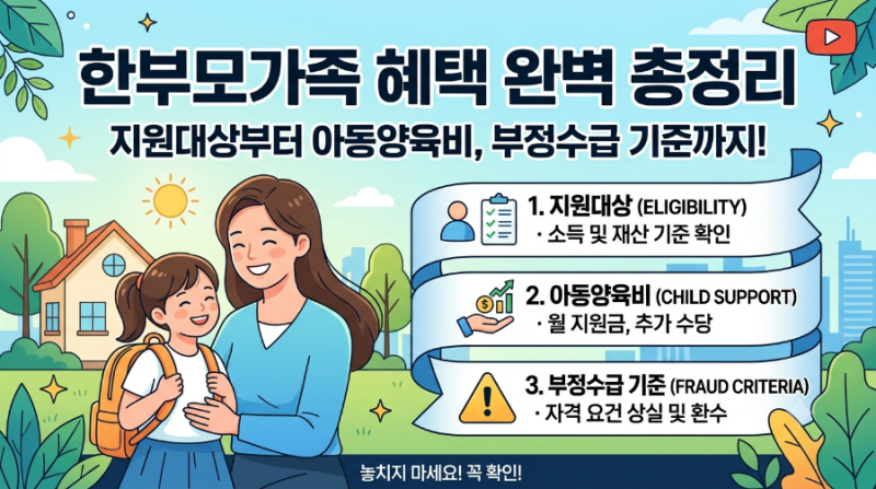 “한부모가족 혜택 총정리｜지원대상·아동양육비·부정수급 기준까지”